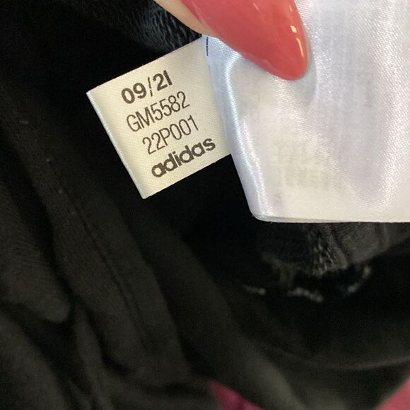 ADIDAS Sweatshirt Short Woman Cotton Cropped Hoodie Sweatshirt Black White - Picture 11 of 13